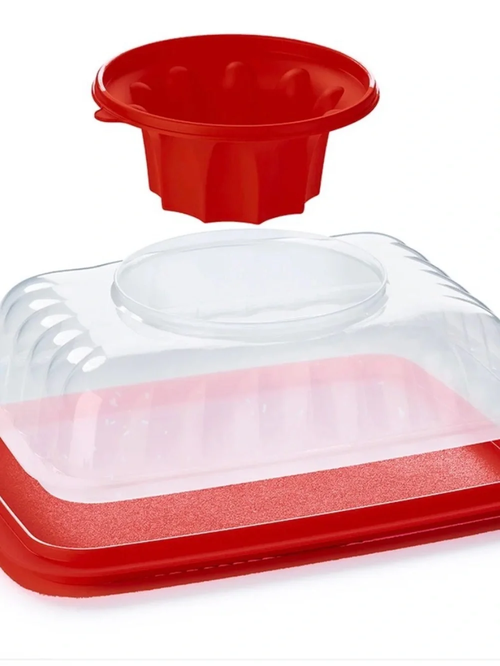 Tupperware Rectangular Jel Ring Party Multilayer Dessert and Dip Mold Red NEW